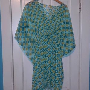 Chiffon Light Airy Swimsuit Cover-up Blue Green Elastic Waist Beach Pool Top New